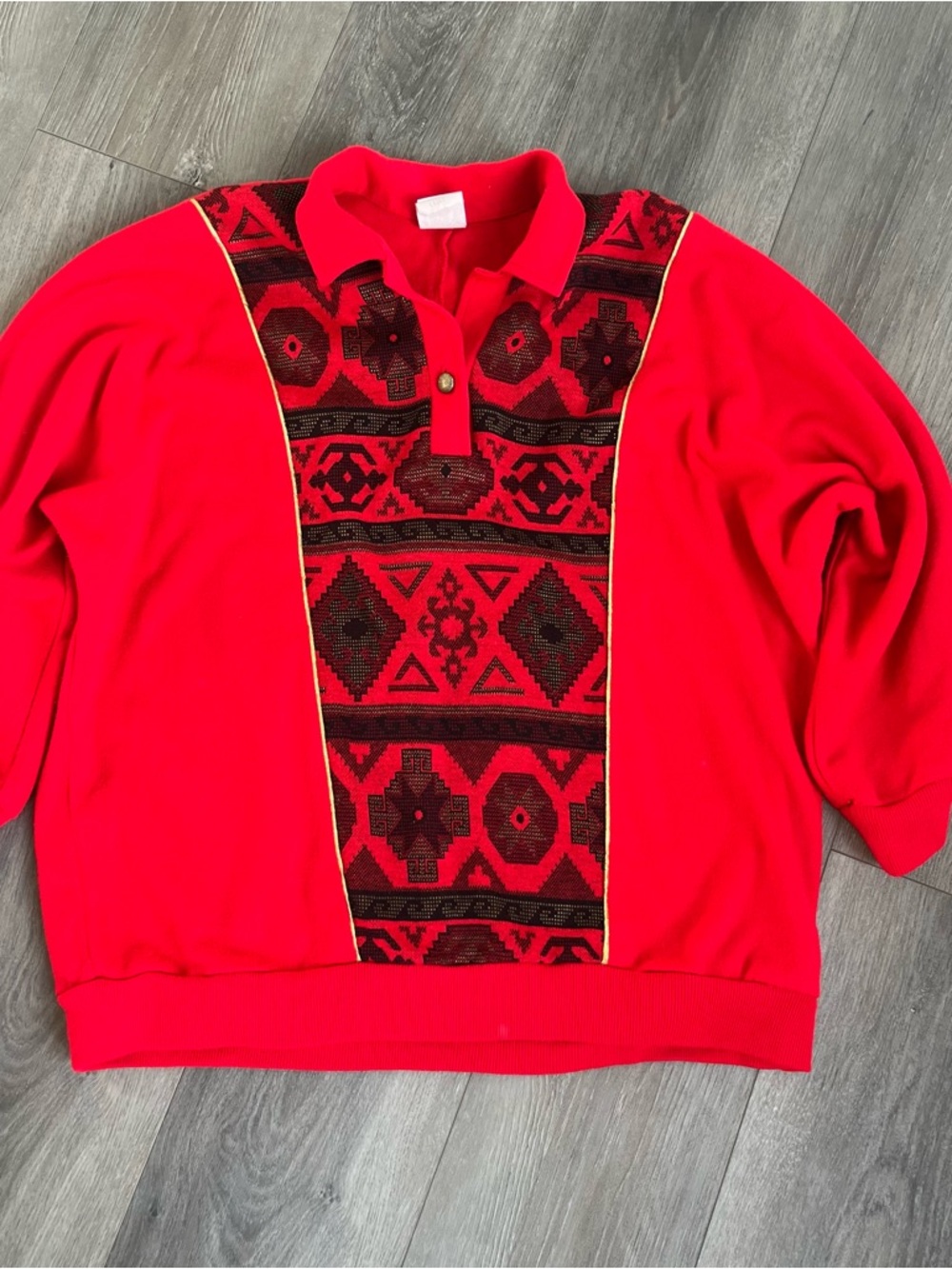 Vintage Graff Cardigan Sweater Geometric Pattern Women’s Large 3/4 Sleeve 80s